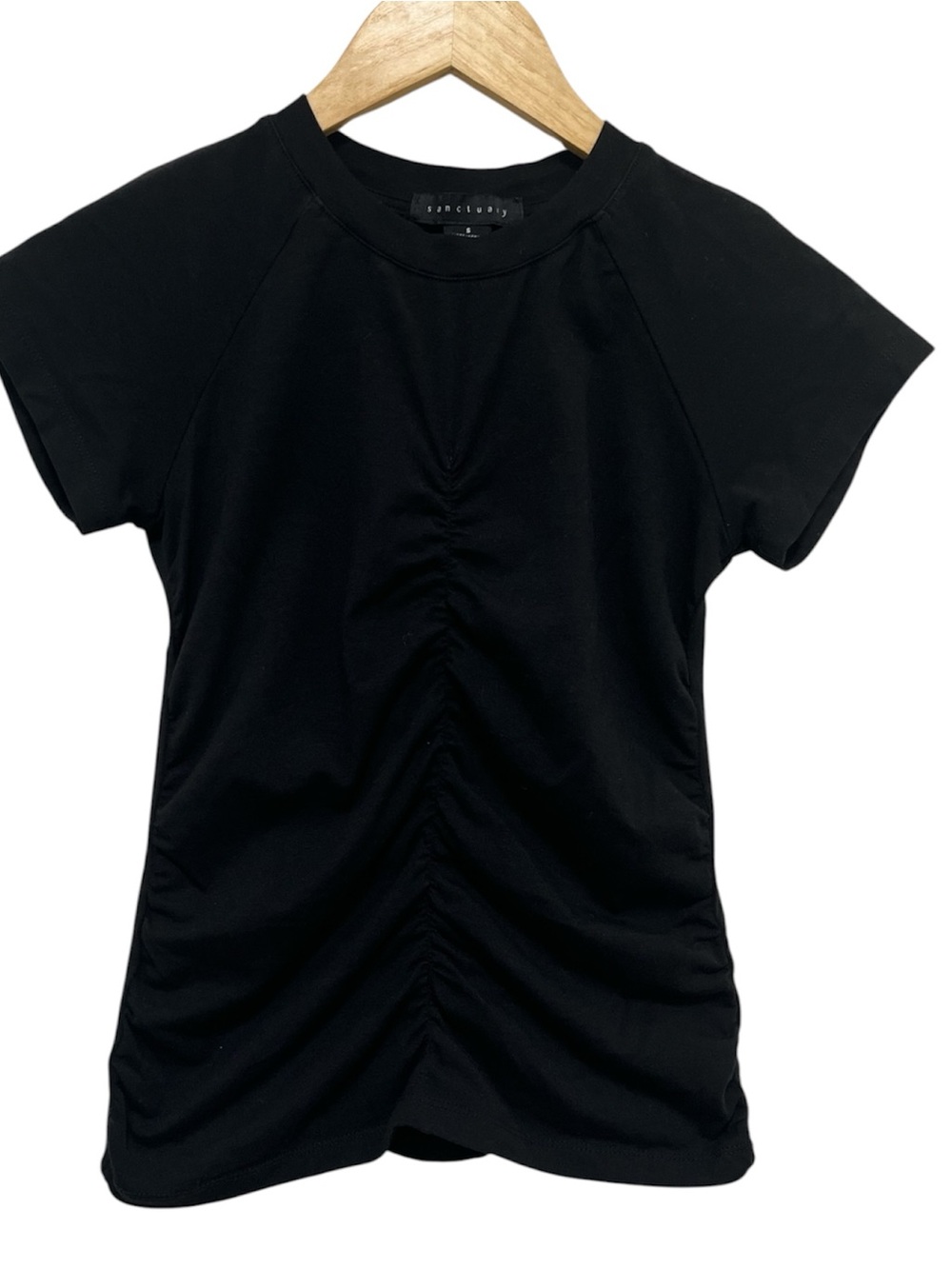 Sanctuary Pima Cotton Modal Blend Ruched Black T Shirt Size Small